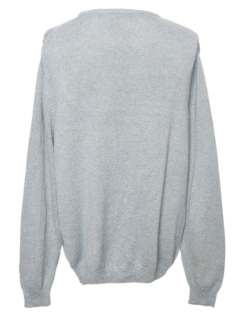 Light Blue Cable Knit Jumper - L