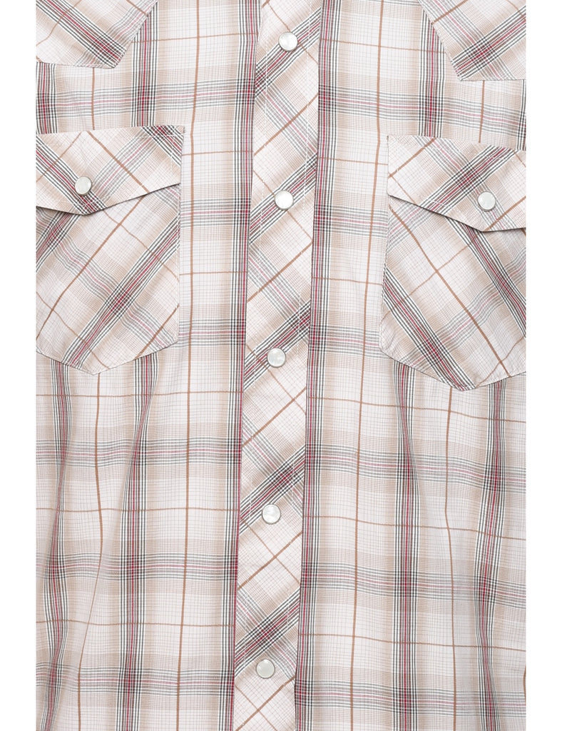 Light Brown Checked Western Shirt - S