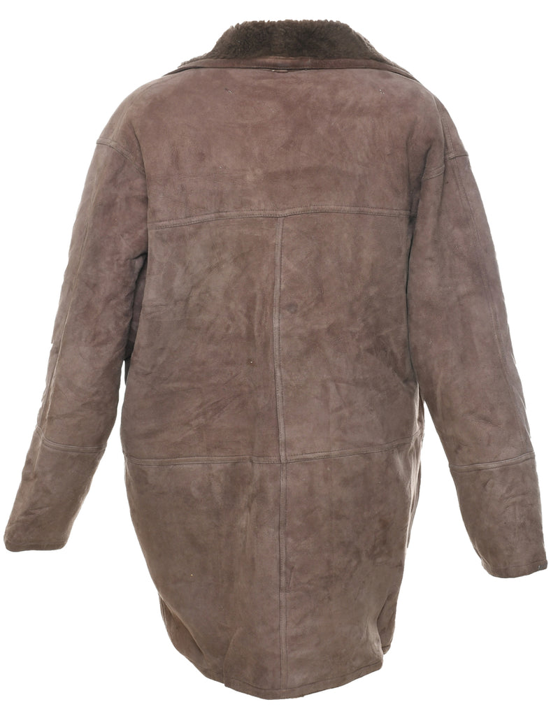 Light Brown Shearling Suede Jacket - XL