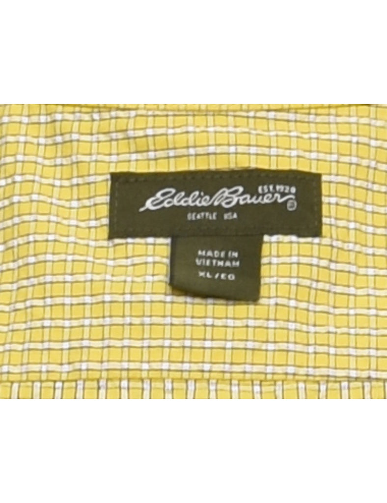 Light Green Checked Eddie Bauer Shirt - XL