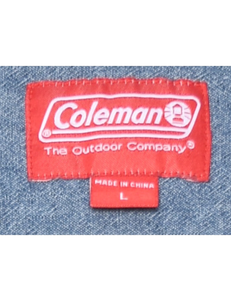 Long Sleeved Checked Navy & Grey 1990s Flannel Shirt - L