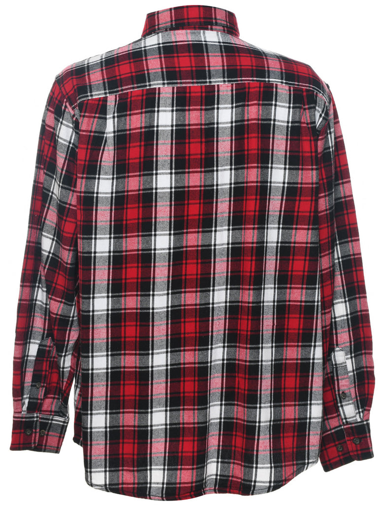 Long Sleeved Checked Red, Black & White 1990s Shirt - L