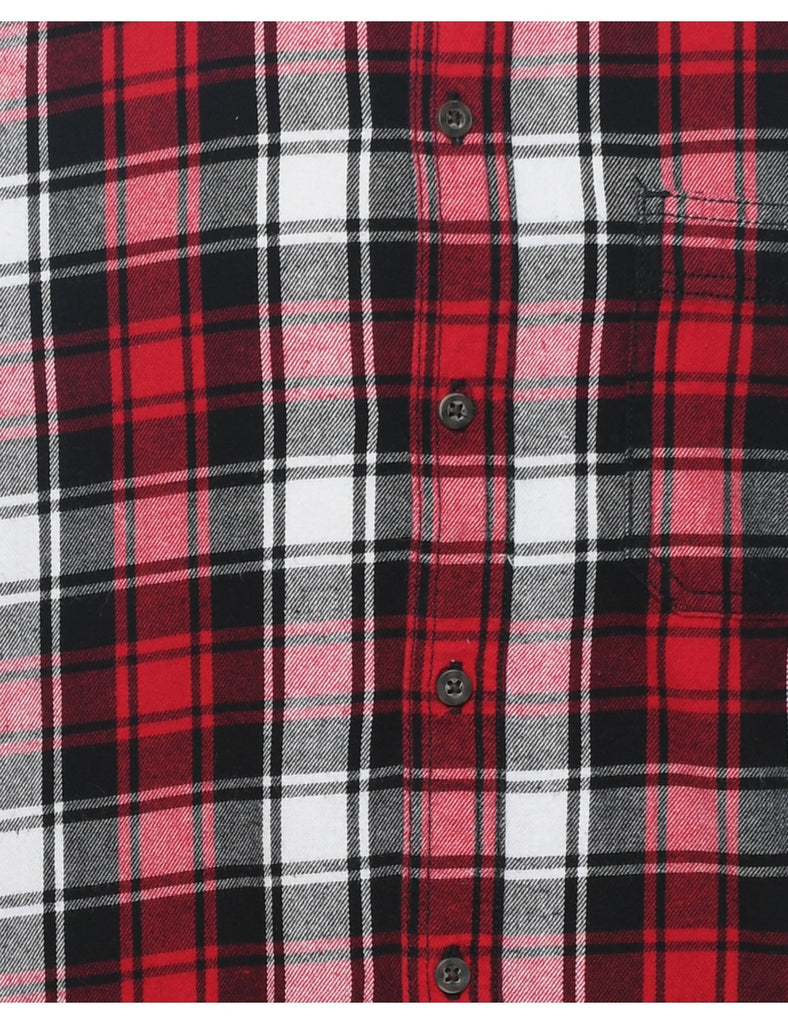 Long Sleeved Checked Red, Black & White 1990s Shirt - L