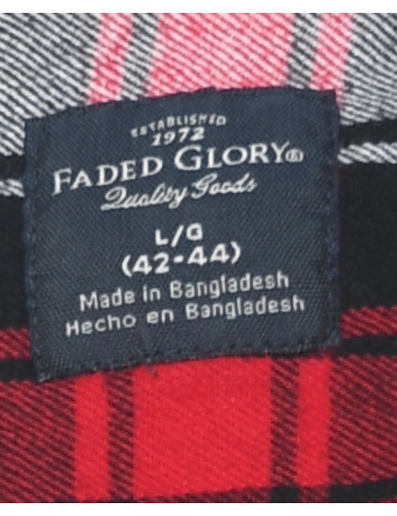 Long Sleeved Checked Red, Black & White 1990s Shirt - L