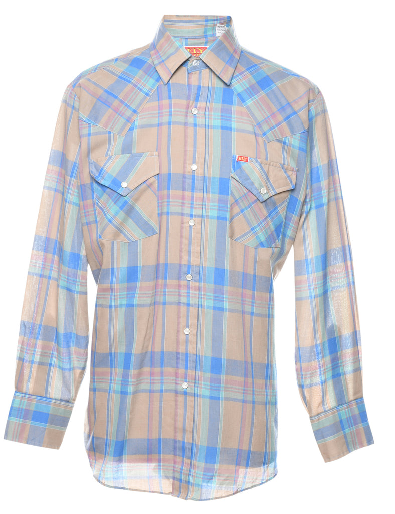 Long Sleeved Checked Shirt - L