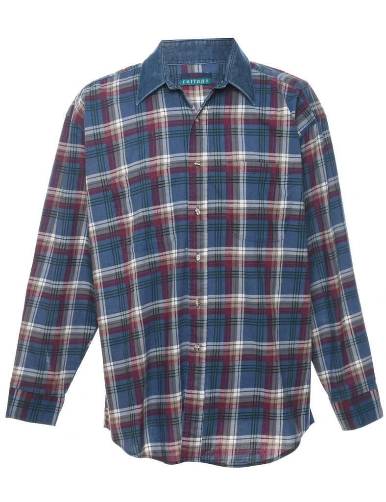 Long Sleeved Checked Shirt - L