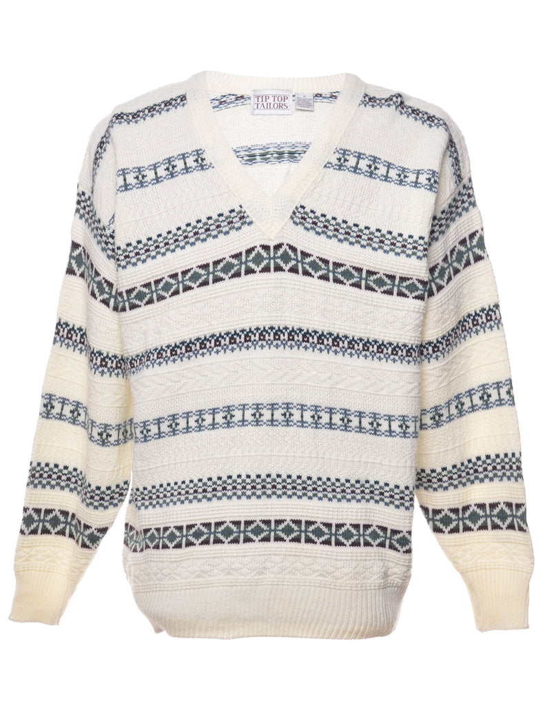 Long Sleeved Cream Jumper - M