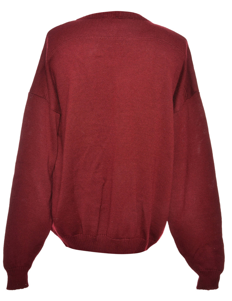 Long Sleeved Maroon Cardigan - L