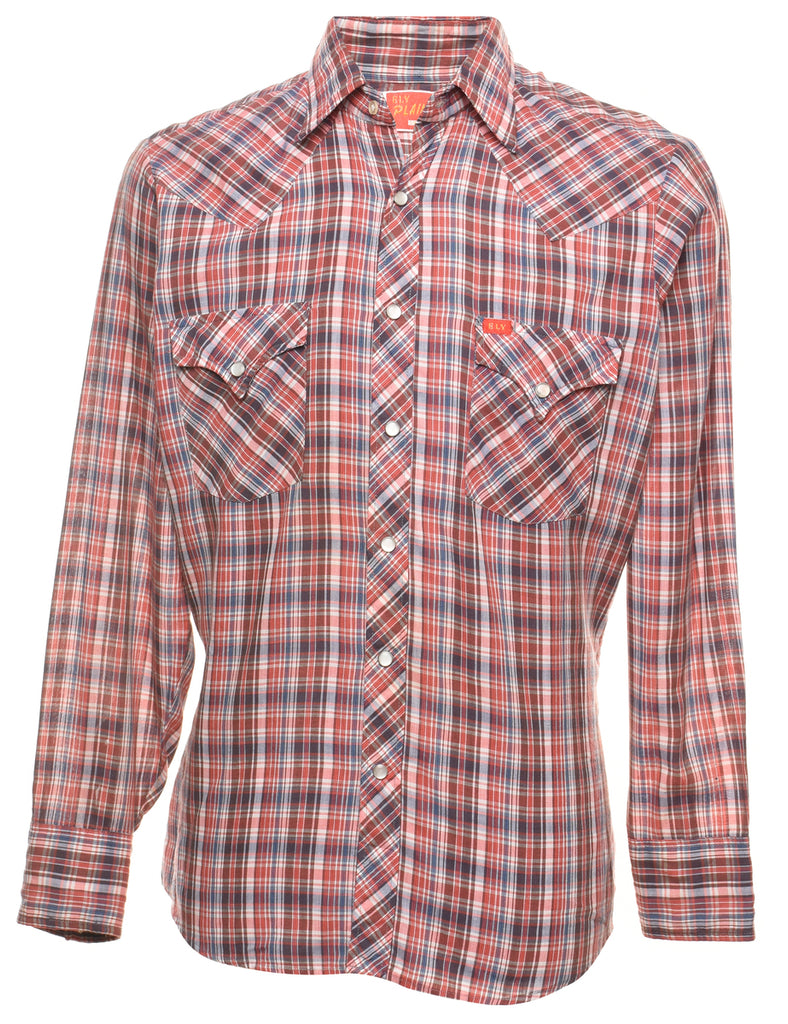 Long-Sleeved Red & Blue Checked Shirt - L