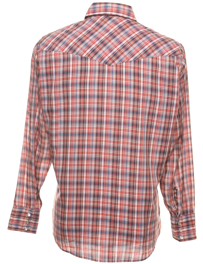 Long-Sleeved Red & Blue Checked Shirt - L