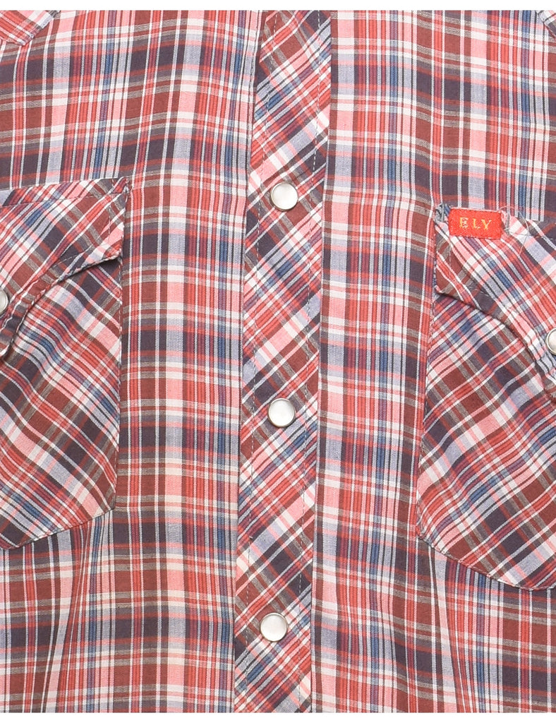 Long-Sleeved Red & Blue Checked Shirt - L