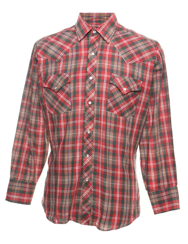 Maroon & Brown Western Checked Shirt - L