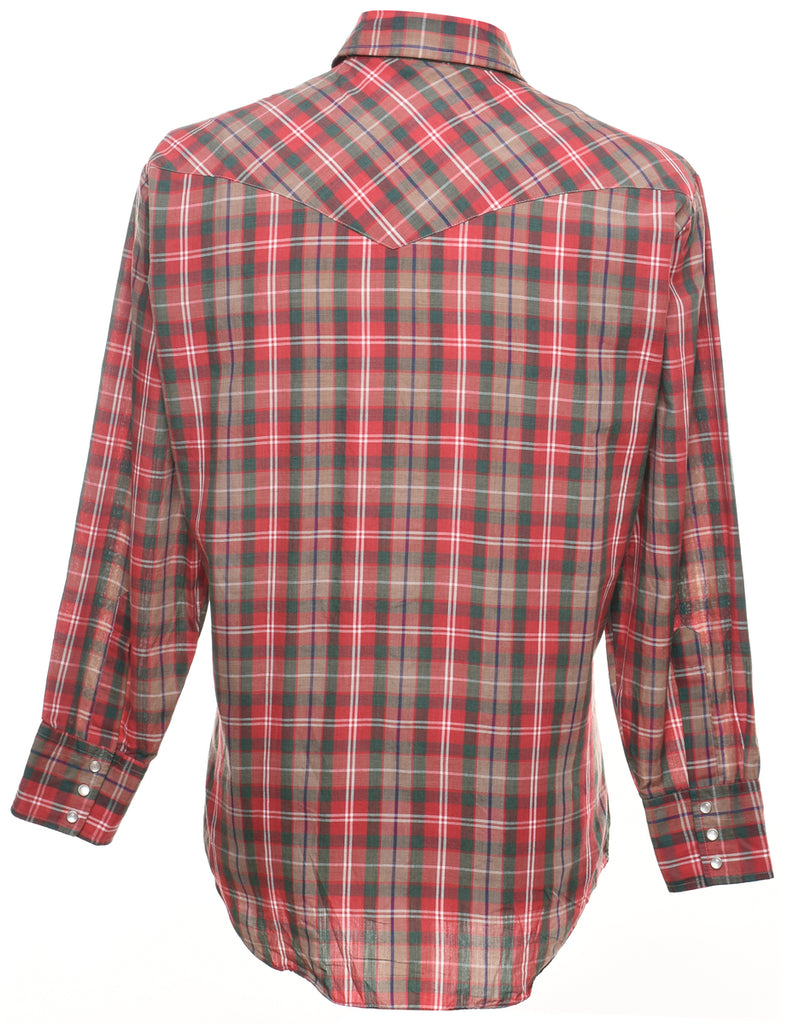 Maroon & Brown Western Checked Shirt - L