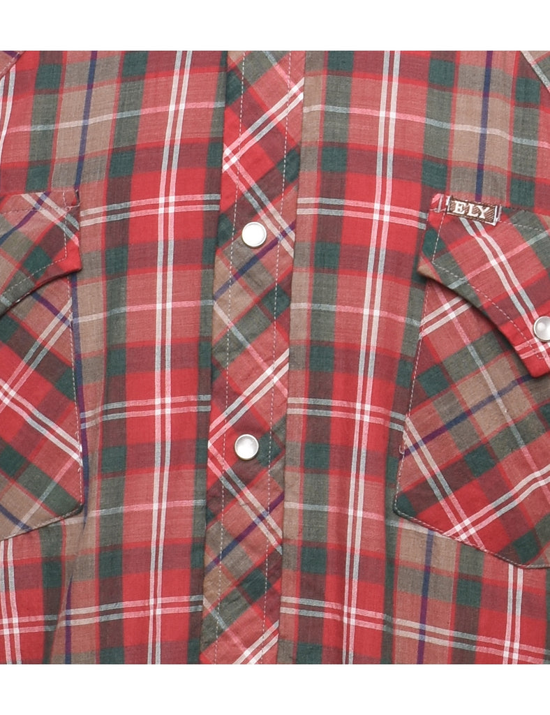 Maroon & Brown Western Checked Shirt - L
