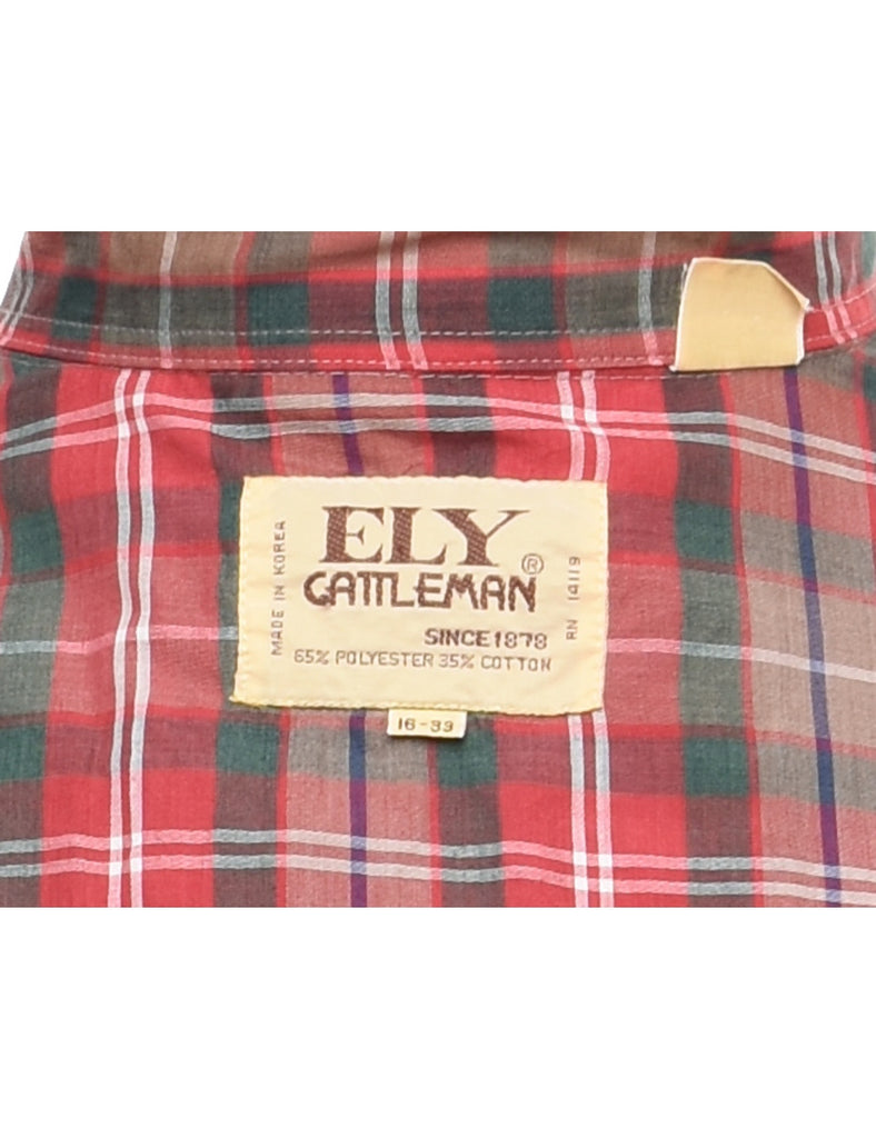 Maroon & Brown Western Checked Shirt - L