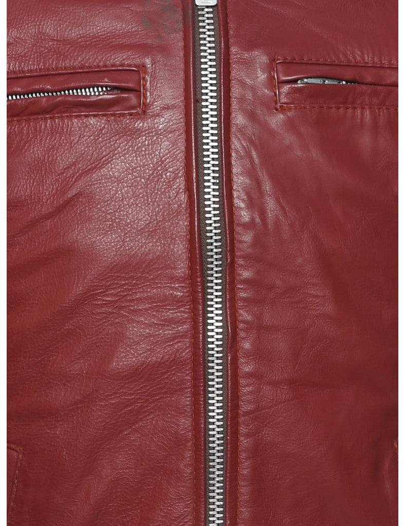 Maroon Leather Jacket - M