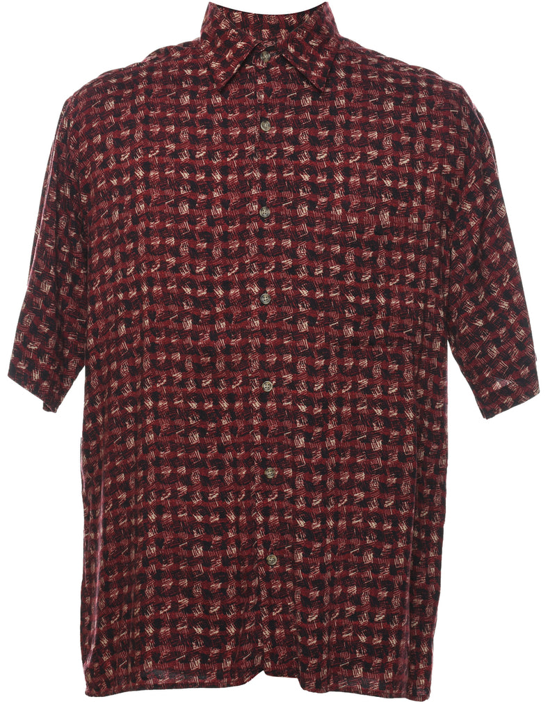 Maroon Patterned 1990s Puritan Shirt - M