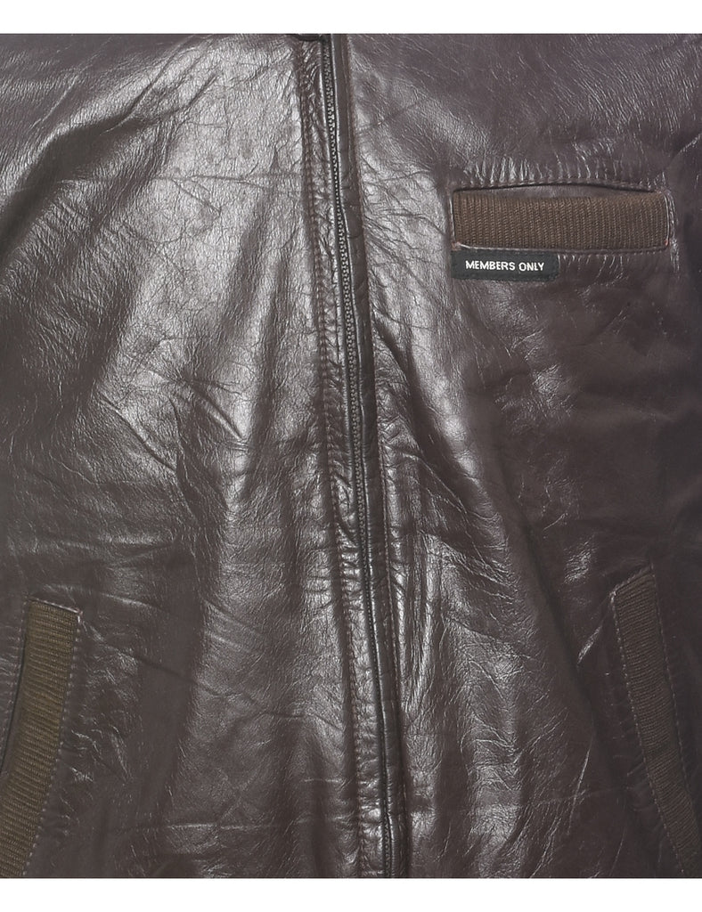 Members Only Dark Brown Leather Jacket - M