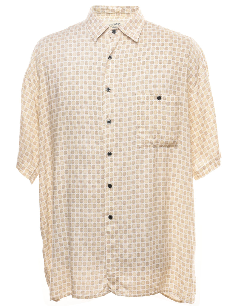 Natural Issue Short Sleeve 1990s Off-White & Yellow Patterned Shirt - L