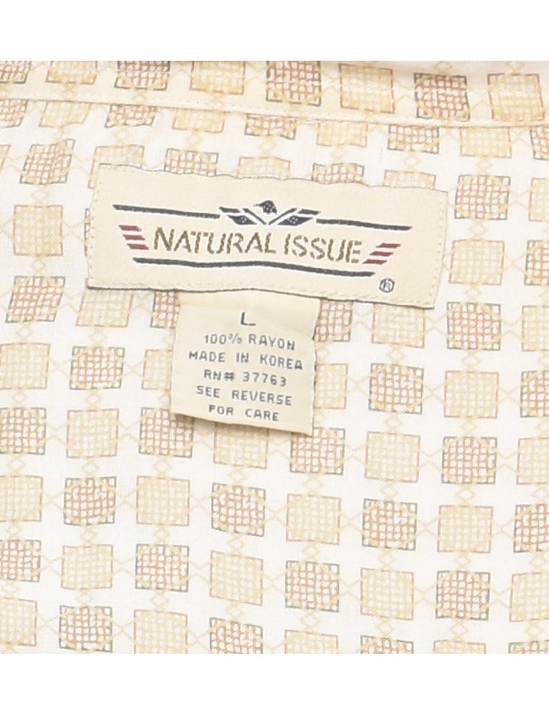 Natural Issue Short Sleeve 1990s Off-White & Yellow Patterned Shirt - L