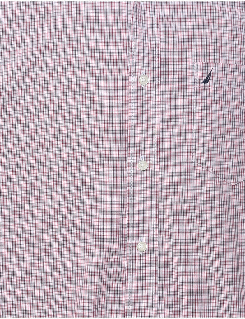 Nautica Checked Grey & Red Shirt - L