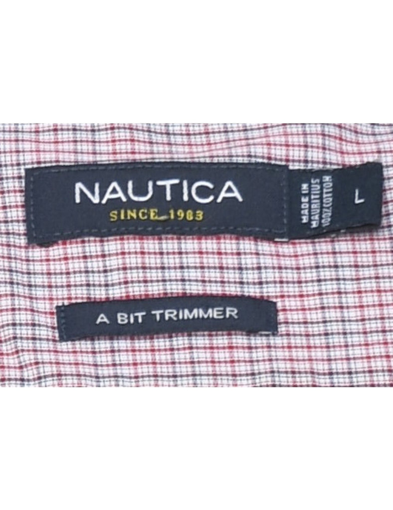 Nautica Checked Grey & Red Shirt - L