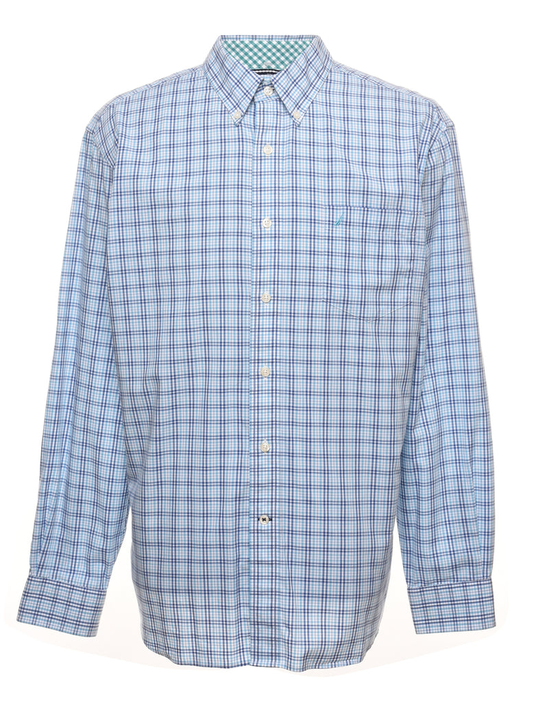 Nautica Checked Light Blue Shirt - XL