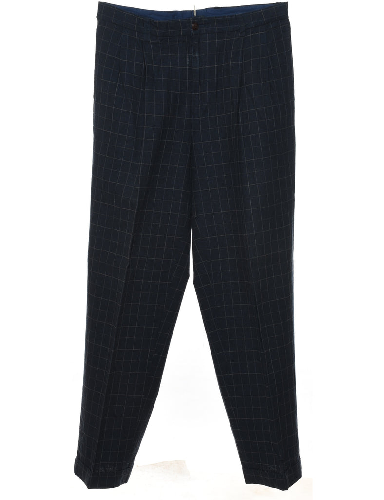 Nautica Navy Checked Trousers - W36 L34