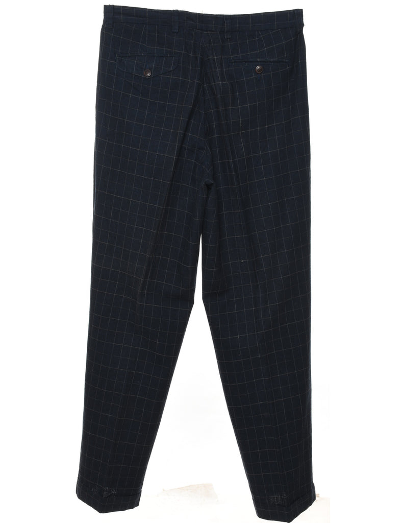 Nautica Navy Checked Trousers - W36 L34