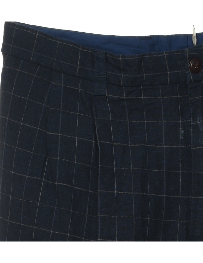 Nautica Navy Checked Trousers - W36 L34