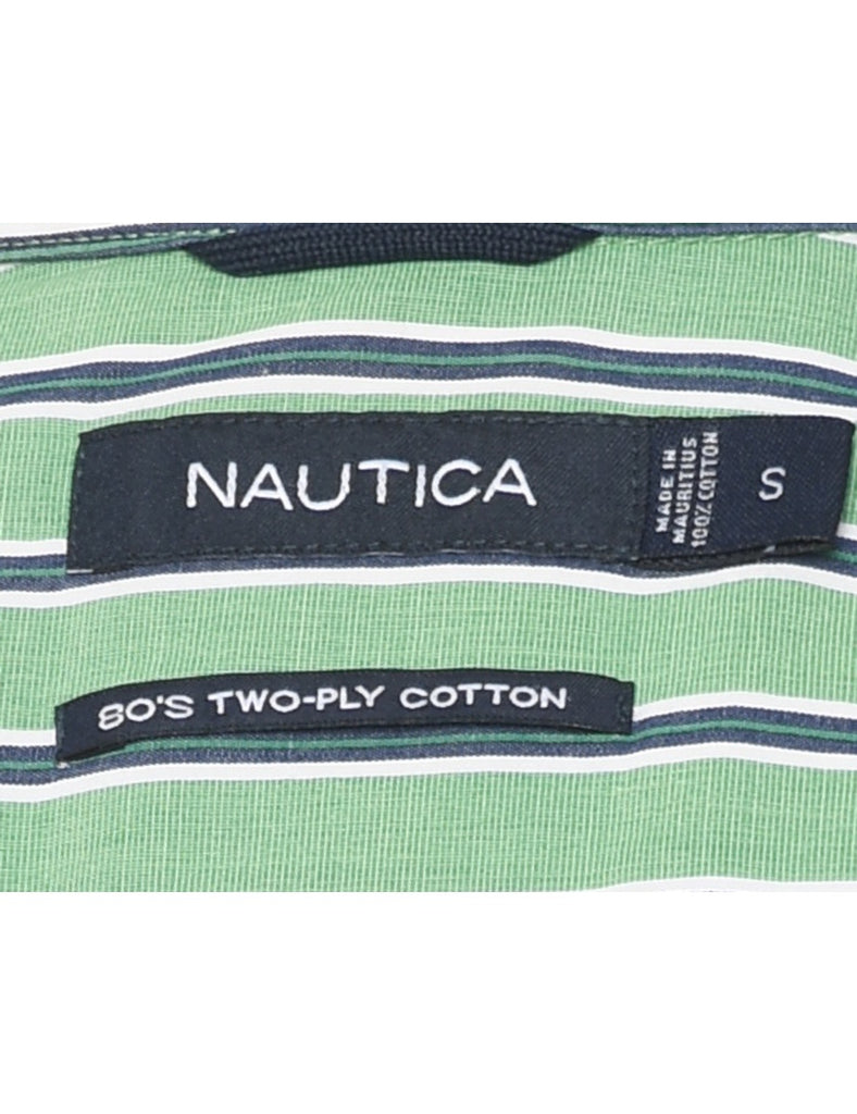 Nautica Striped Navy & Green Shirt - S