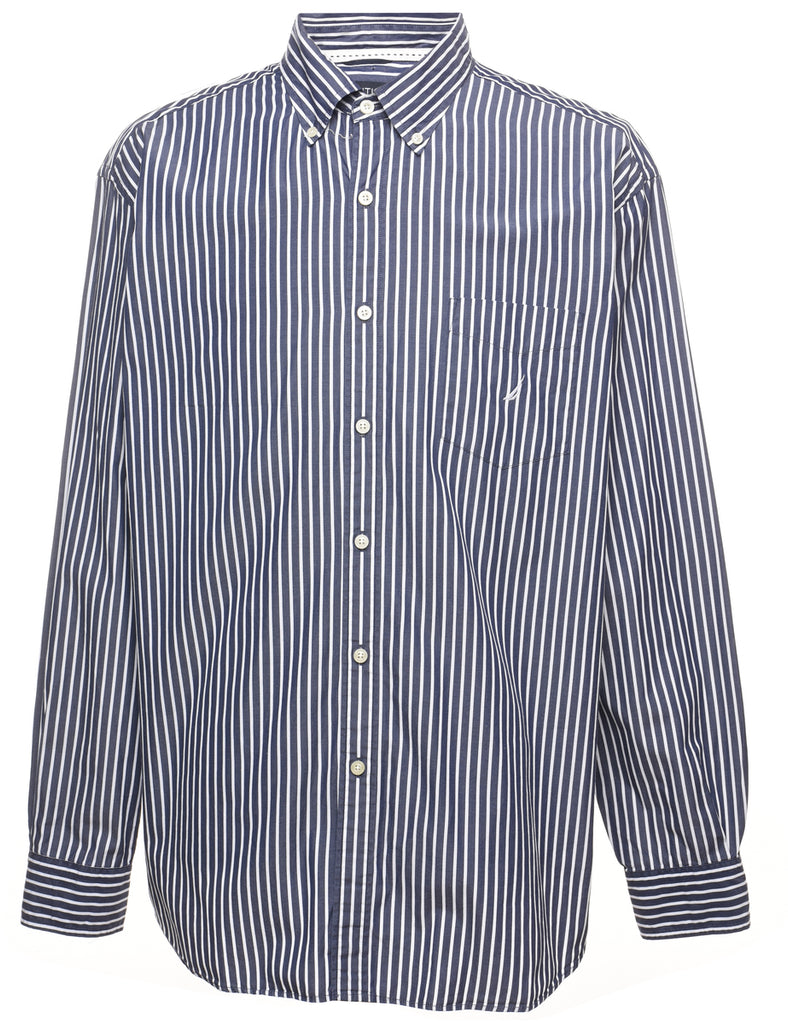 Nautica Striped Navy & White Shirt - XL