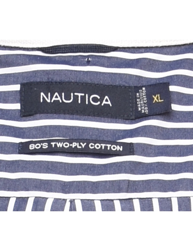 Nautica Striped Navy & White Shirt - XL