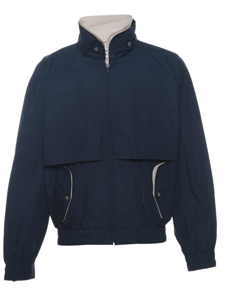 Navy & Beige Zip-Front Jacket - M