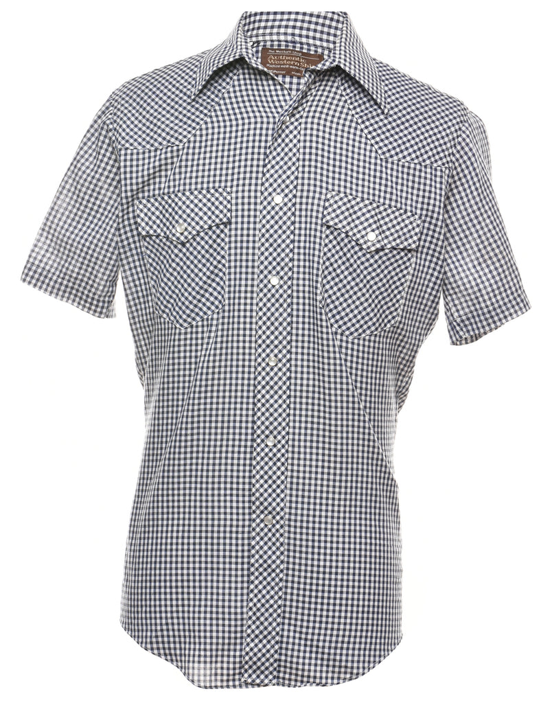 Navy Checked Shirt - L