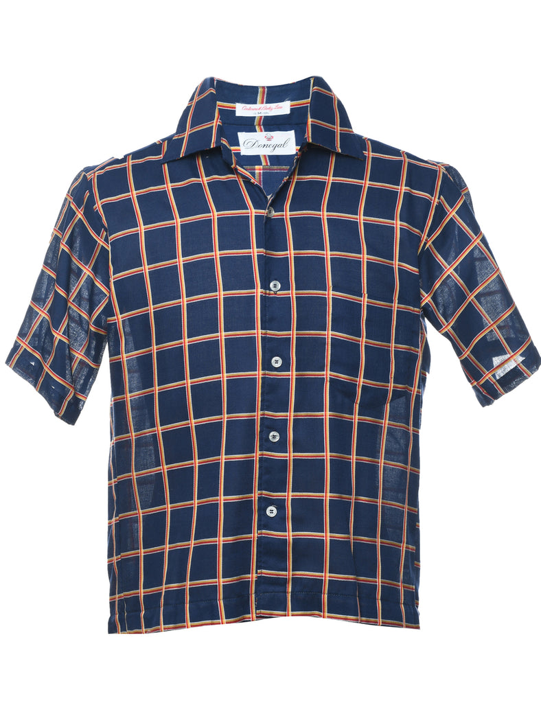 Navy Checked Shirt - M
