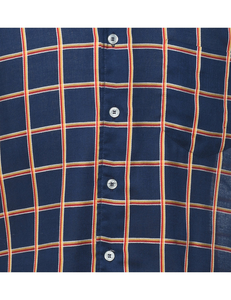Navy Checked Shirt - M