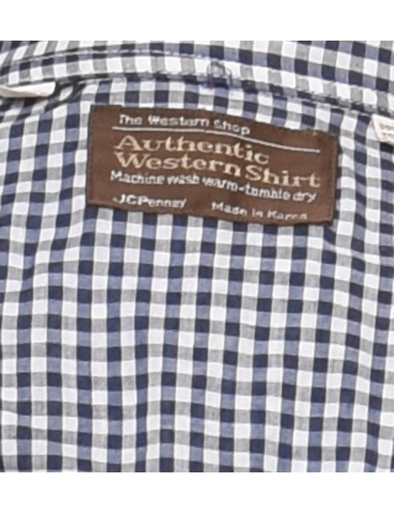 Navy Checked Shirt - L