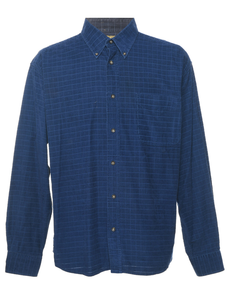 Navy Corduroy Checked Shirt - XL