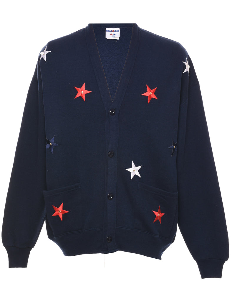 Navy Embroiderd Sweatshirt - L
