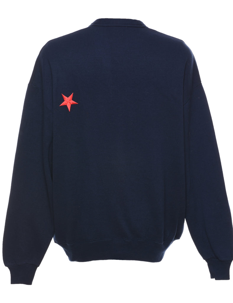 Navy Embroiderd Sweatshirt - L