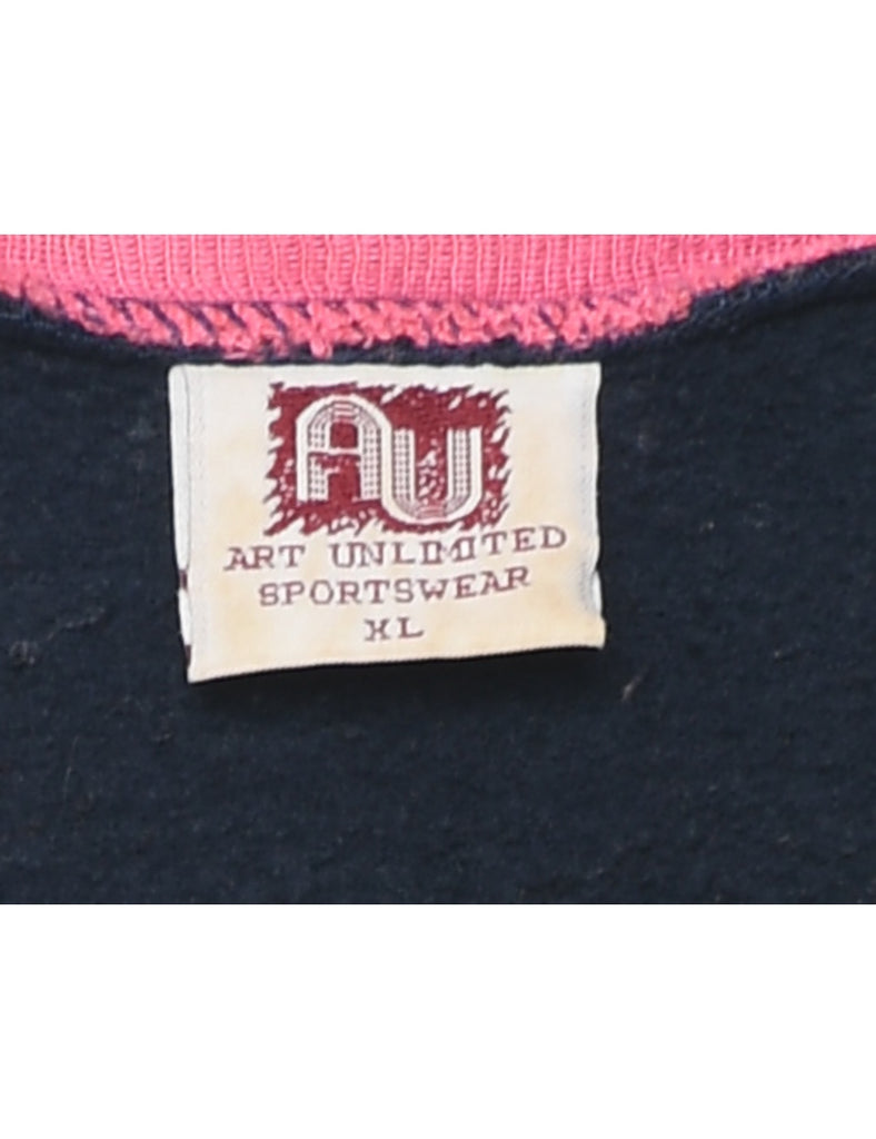 Navy Landscape Design Printed Sweatshirt - XL