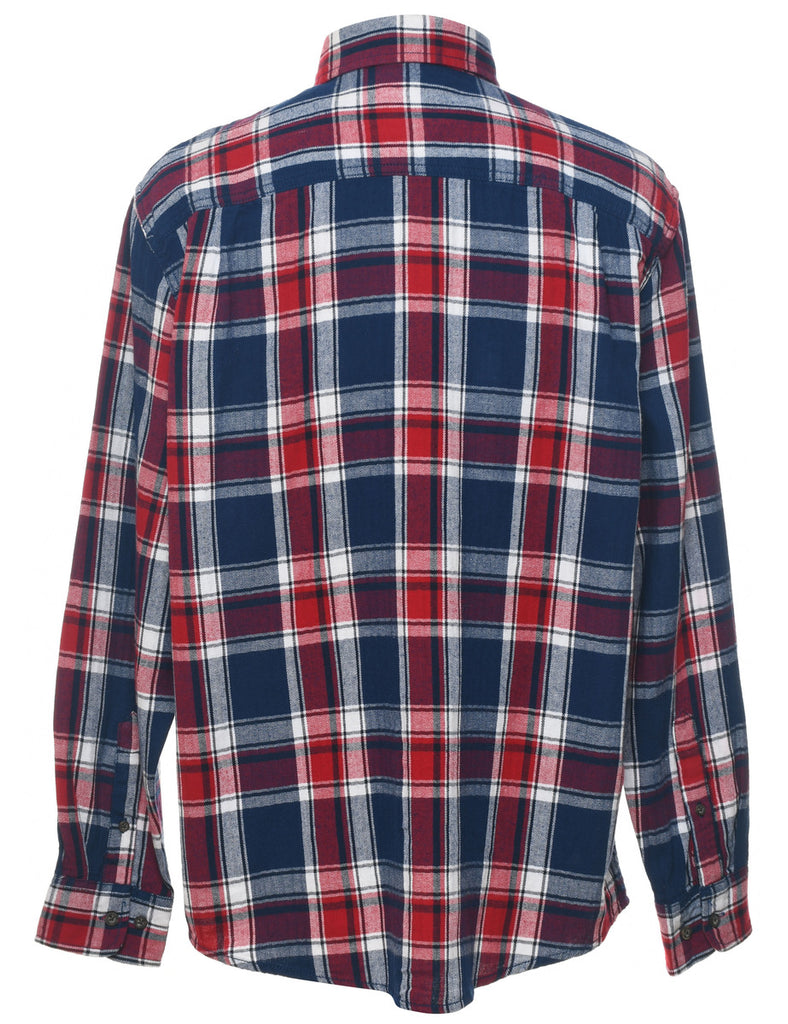 Navy & Red Flannel Checked Shirt - M