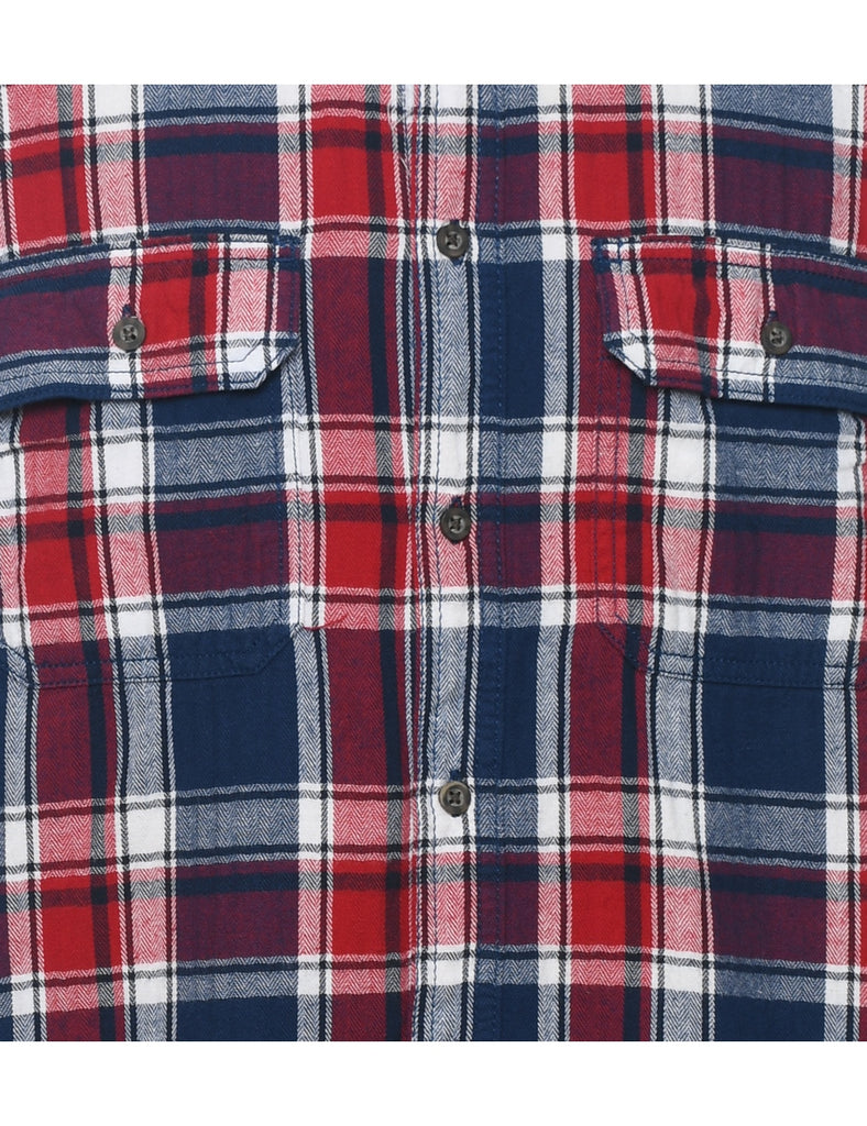 Navy & Red Flannel Checked Shirt - M