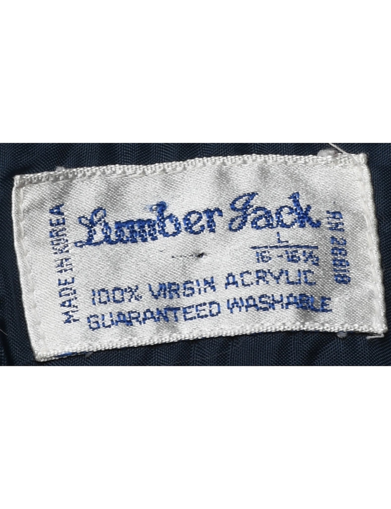 Navy & Red Flannel Checked Shirt - L