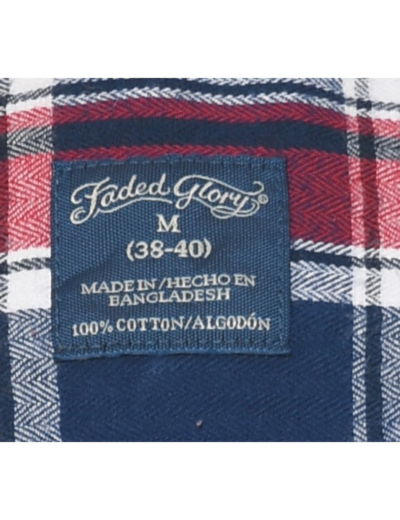 Navy & Red Flannel Checked Shirt - M