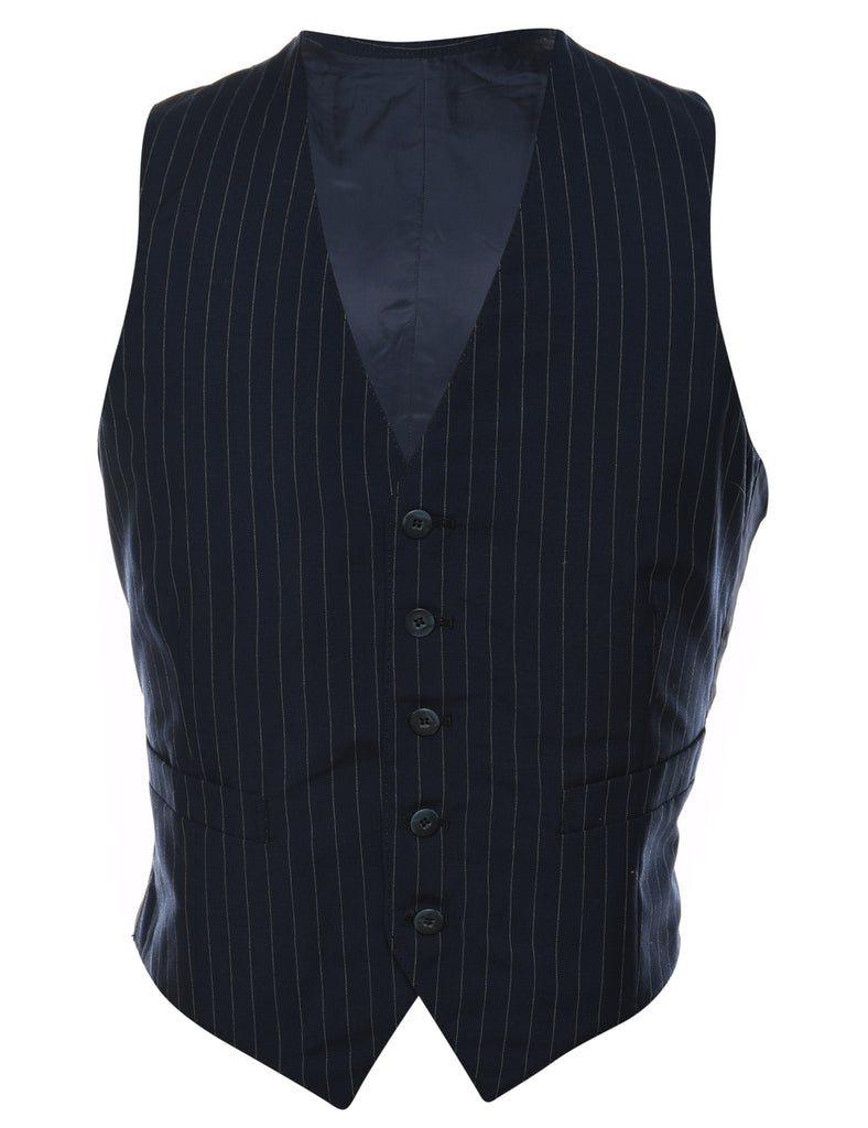 Navy & White Pinstriped Waistcoat - S