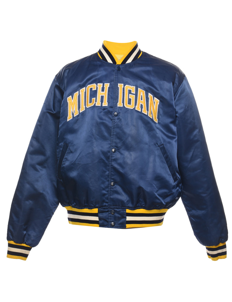 Navy & Yellow Appliqued Michigan Bomber Jacket - XL