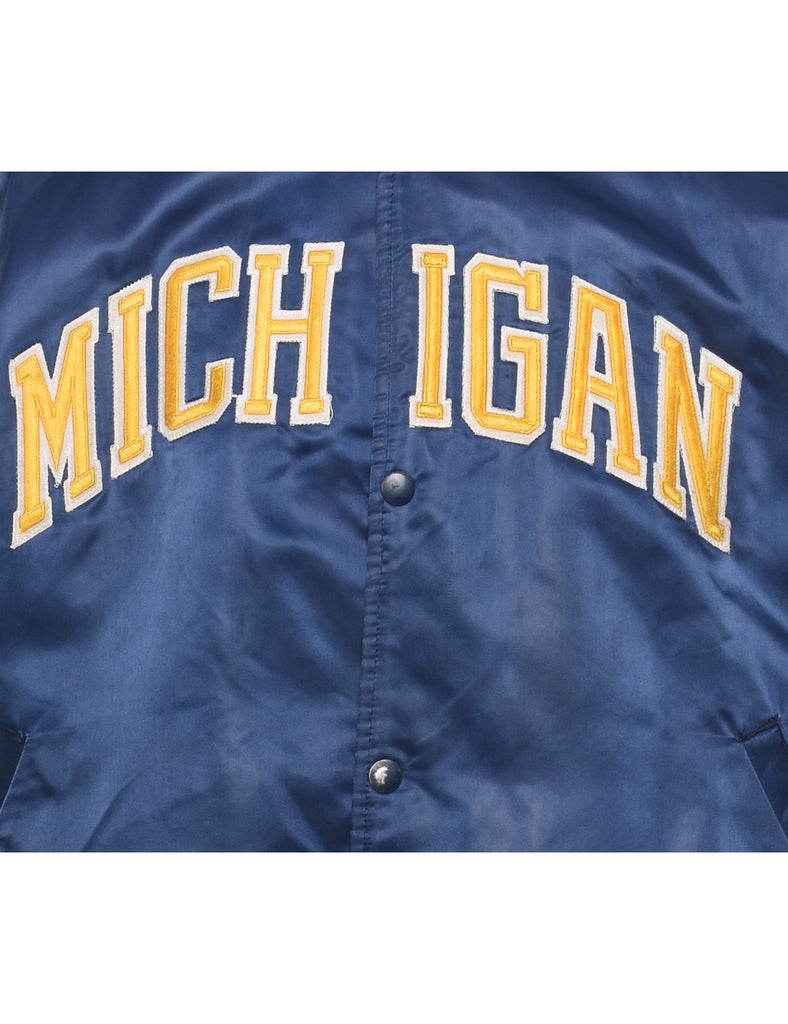 Navy & Yellow Appliqued Michigan Bomber Jacket - XL