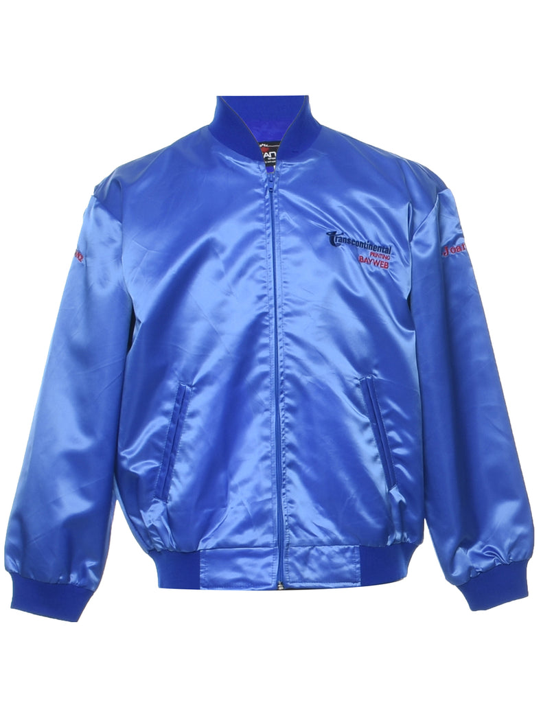 Nylon Blue Bomber Jacket - M